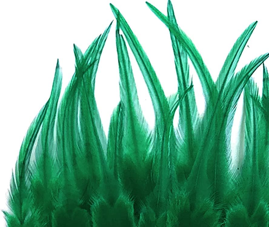 1 Dozen - Short Solid Peacock Green Whiting Farm Rooster Saddle Hair Extension Feathers
