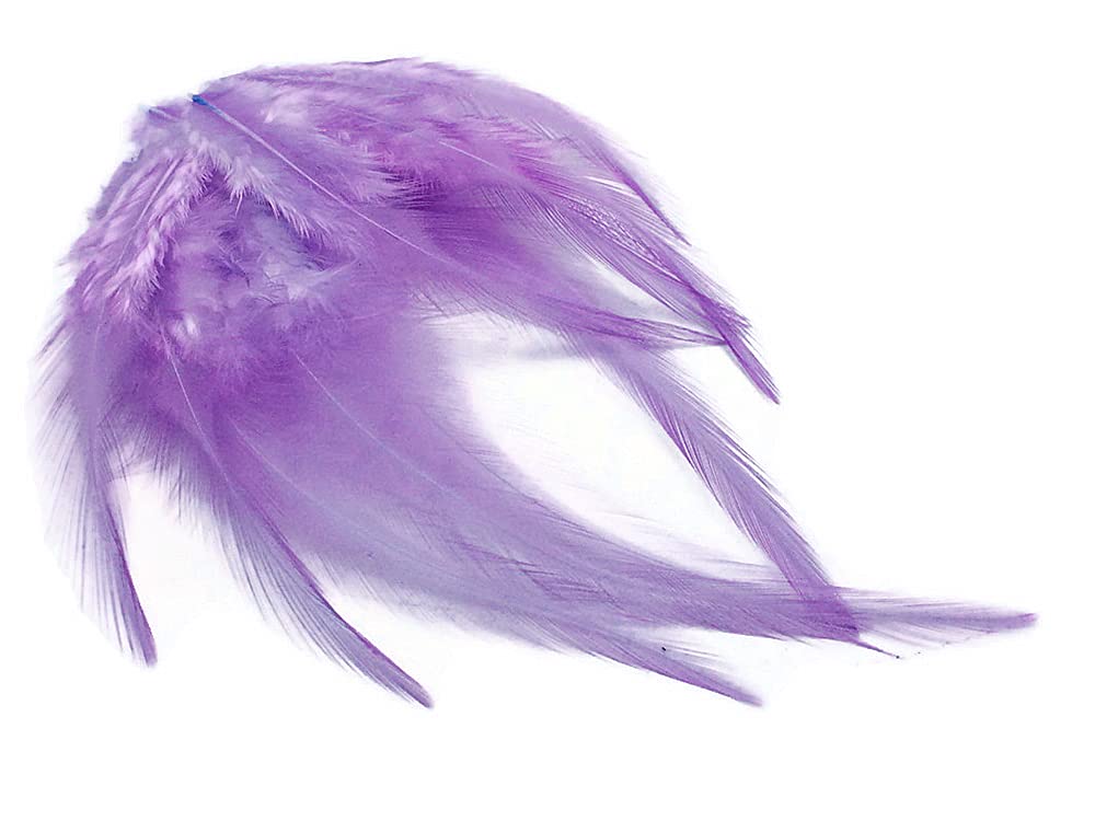 1 Dozen - Short Solid Lavender Whiting Farm Rooster Saddle Hair Extension Feathers