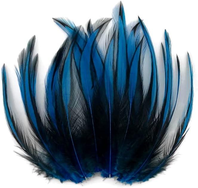 10 Pieces - Kingfisher Blue Dyed BLW Laced Long Rooster Cape Whiting Farms Feathers