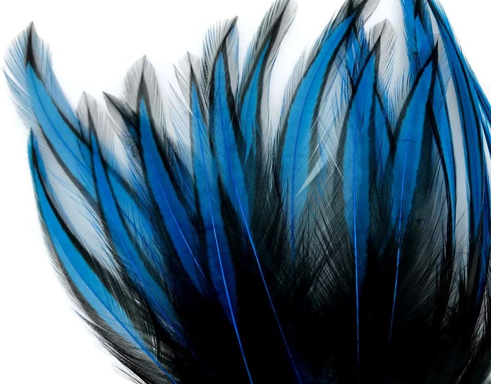 10 Pieces - Kingfisher Blue Dyed BLW Laced Long Rooster Cape Whiting Farms Feathers