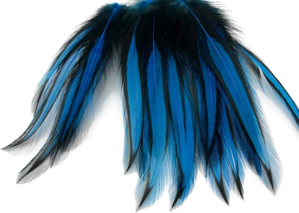 10 Pieces - Kingfisher Blue Dyed BLW Laced Short Rooster Cape Whiting Farms Feathers