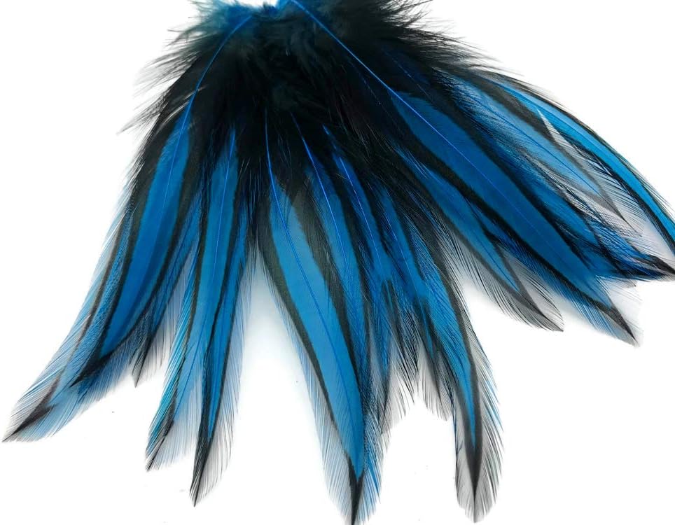 10 Pieces - Kingfisher Blue Dyed BLW Laced Long Rooster Cape Whiting Farms Feathers