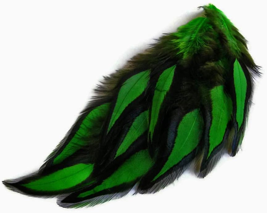 1 Dozen - Kelly Green Whiting Farms BLW Laced Hen Cape Loose Feathers