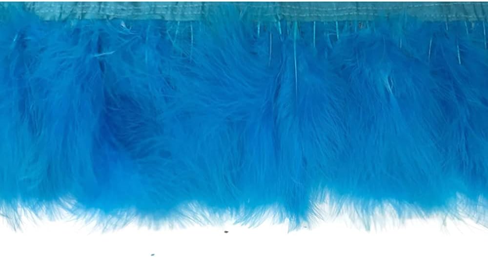 1 Yard - Turquoise Blue Marabou Turkey Fluff Feather Fringe Trim