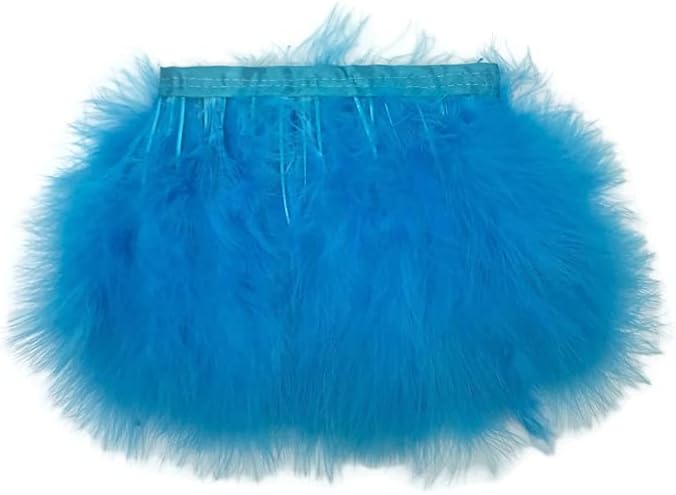 1 Yard - Turquoise Blue Marabou Turkey Fluff Feather Fringe Trim