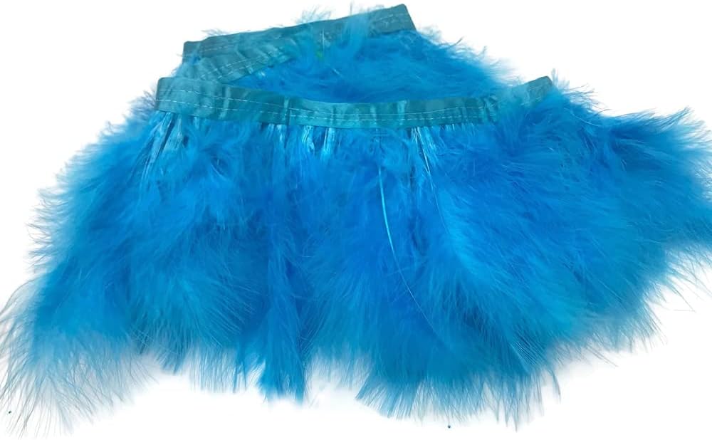 1 Yard - Turquoise Blue Marabou Turkey Fluff Feather Fringe Trim