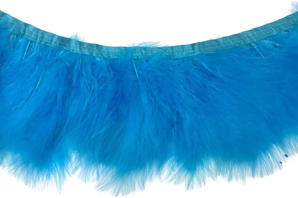 1 Yard - Turquoise Blue Marabou Turkey Fluff Feather Fringe Trim