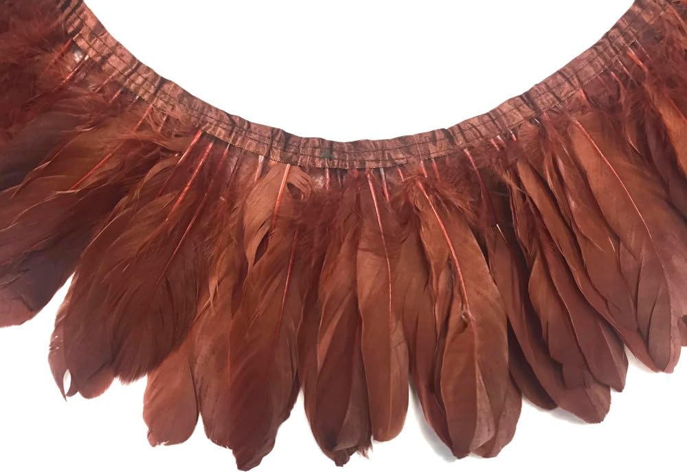 1 Yard - Brown Goose Pallet Parried Dyed Feather Trim