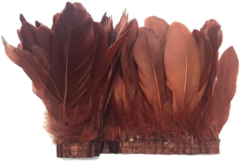 1 Yard - Brown Goose Pallet Parried Dyed Feather Trim