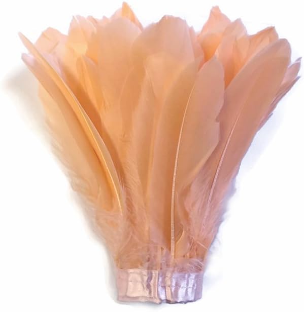 1 Yard - Peach Goose Pallet Parried Dyed Feather Trim