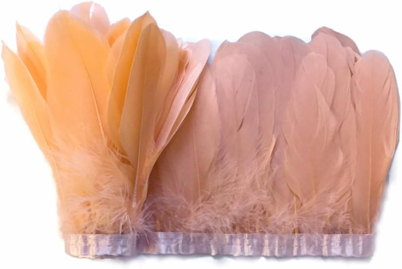 1 Yard - Peach Goose Pallet Parried Dyed Feather Trim
