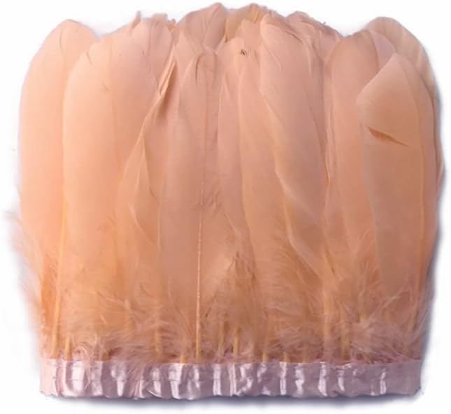 1 Yard - Peach Goose Pallet Parried Dyed Feather Trim