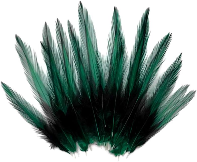 10 Pieces - Peacock Green Dyed BLW Laced Short Rooster Cape Whiting Farms Feathers
