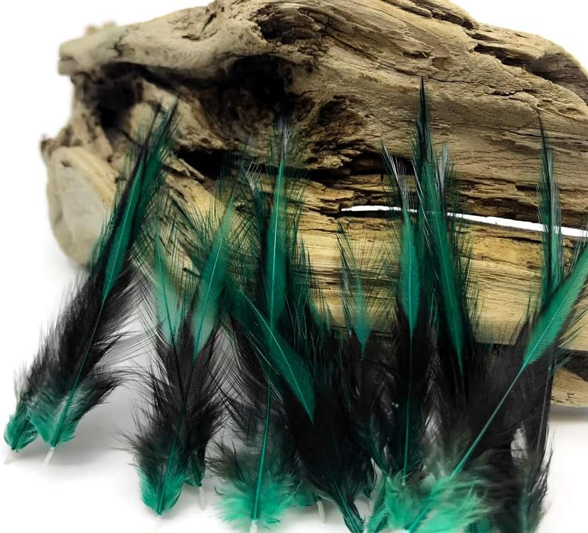 10 Pieces - Peacock Green Dyed BLW Laced Short Rooster Cape Whiting Farms Feathers