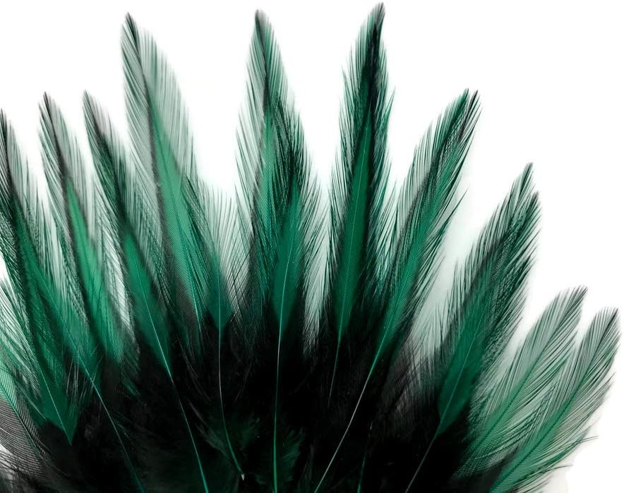 10 Pieces - Peacock Green Dyed BLW Laced Short Rooster Cape Whiting Farms Feathers
