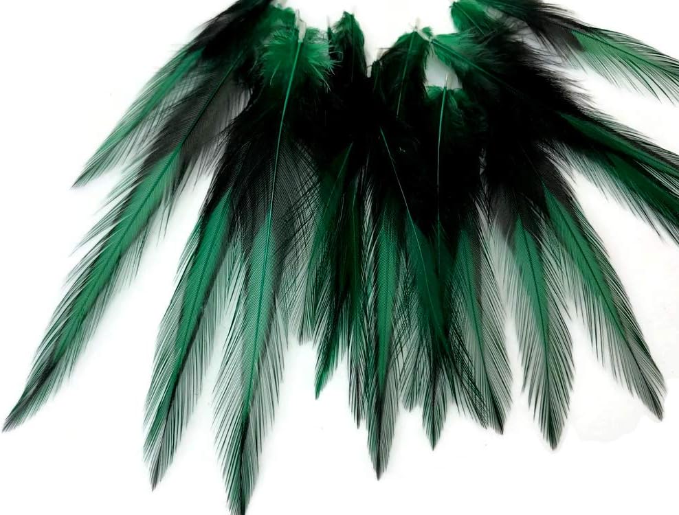 10 Pieces - Peacock Green Dyed BLW Laced Short Rooster Cape Whiting Farms Feathers