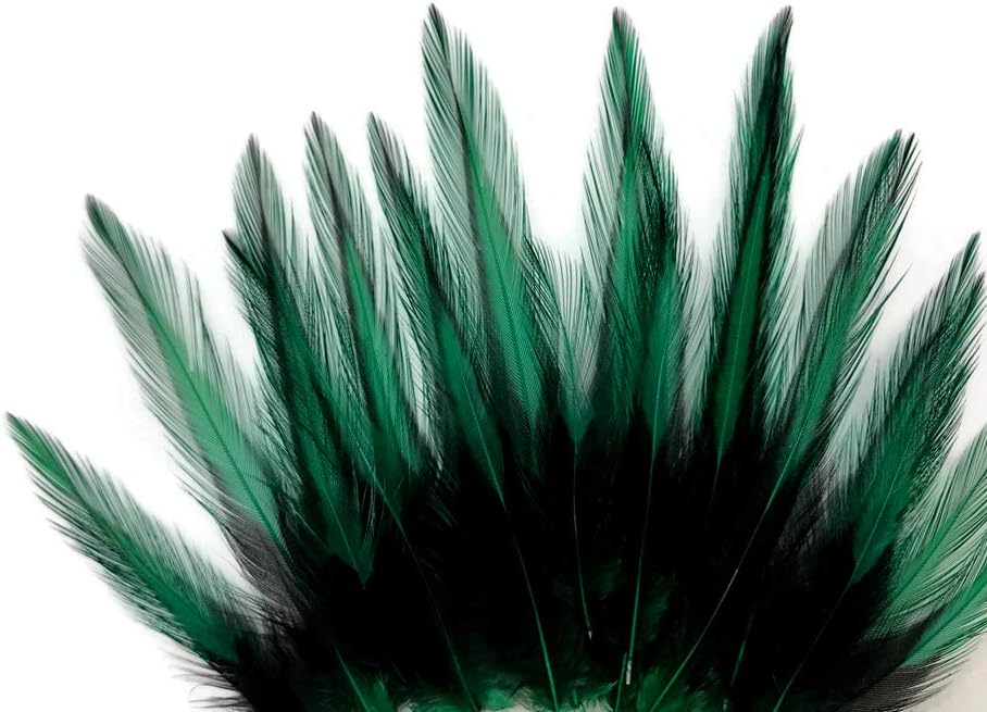 10 Pieces - Peacock Green Dyed BLW Laced Short Rooster Cape Whiting Farms Feathers