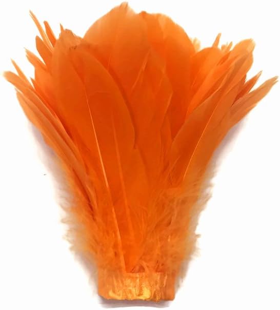 1 Yard - Orange Goose Pallet Parried Dyed Feather Trim