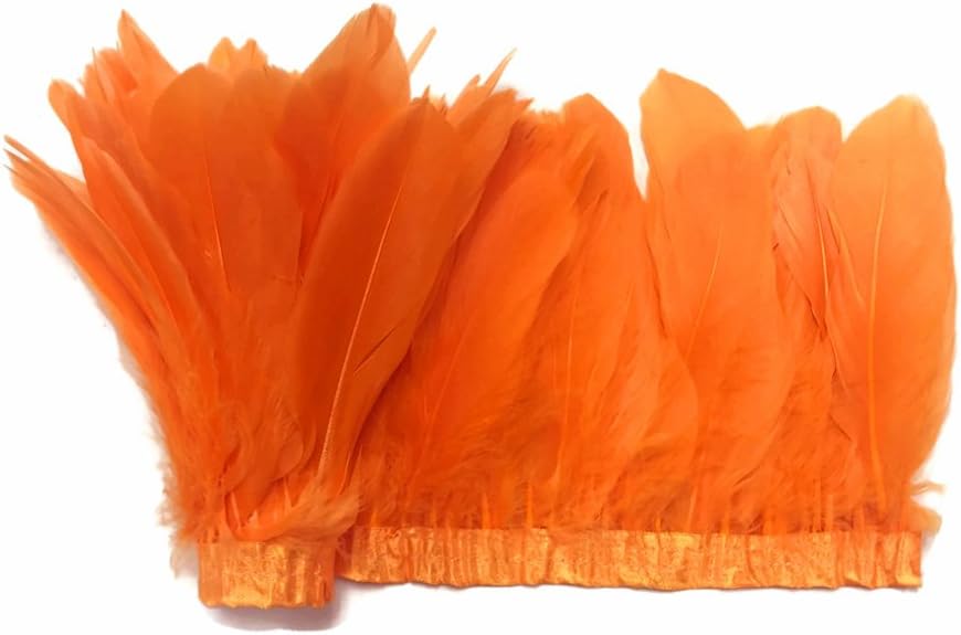 1 Yard - Orange Goose Pallet Parried Dyed Feather Trim