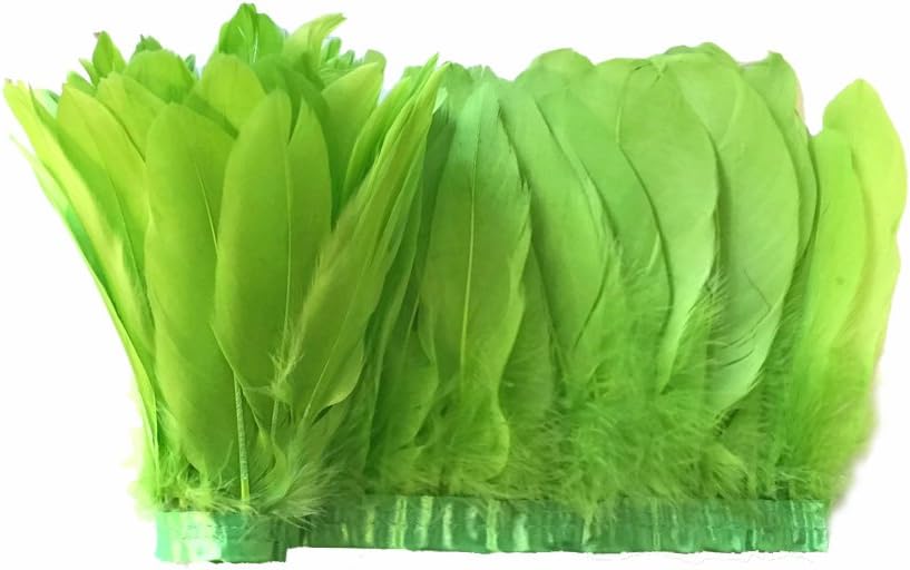 1 Yard - Lime Green Goose Pallet Parried Dyed Feather Trim