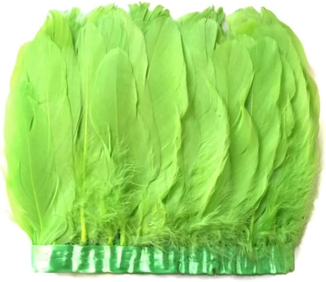 1 Yard - Lime Green Goose Pallet Parried Dyed Feather Trim