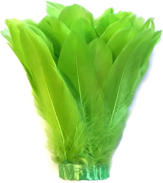 1 Yard - Lime Green Goose Pallet Parried Dyed Feather Trim