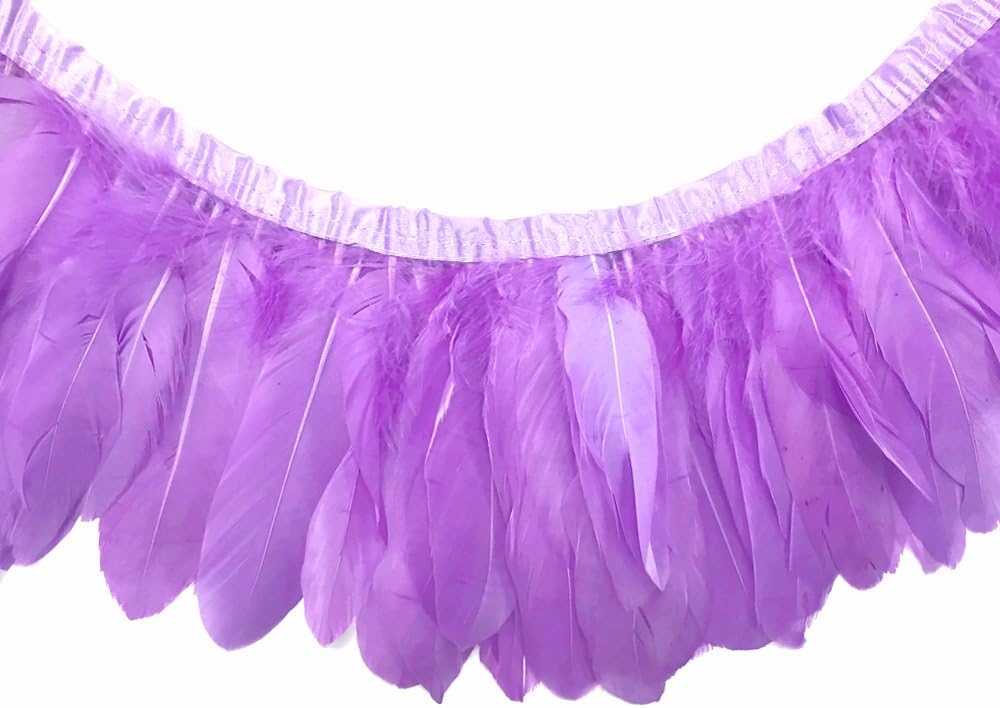 1 Yard - Lavender Goose Pallet Parried Dyed Feather Trim