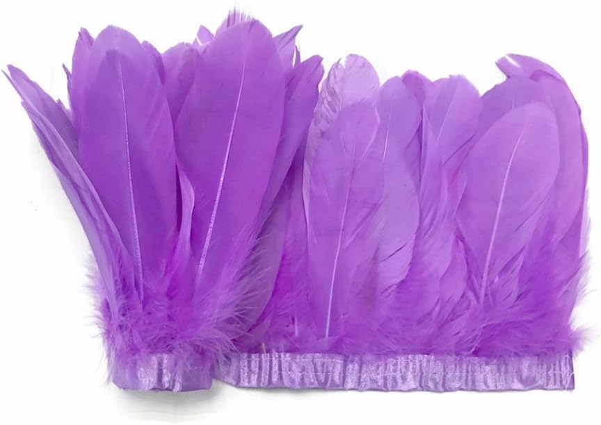 1 Yard - Lavender Goose Pallet Parried Dyed Feather Trim