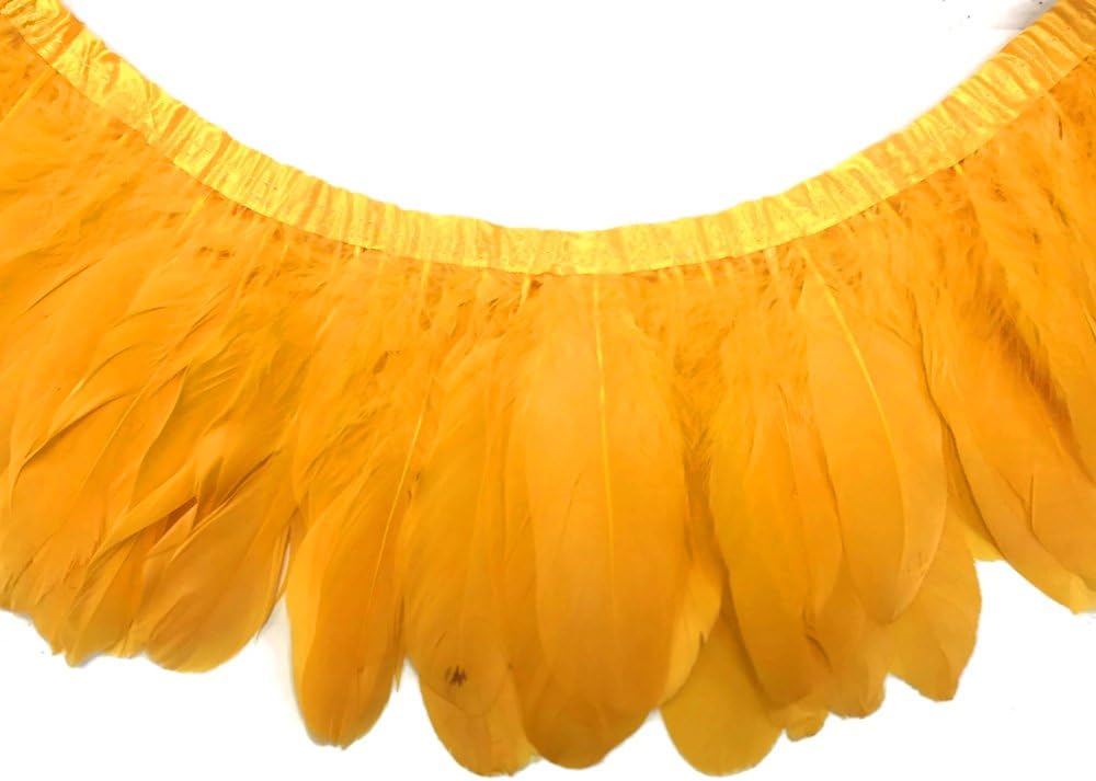 1 Yard - Gold Goose Pallet Parried Dyed Feather Trim
