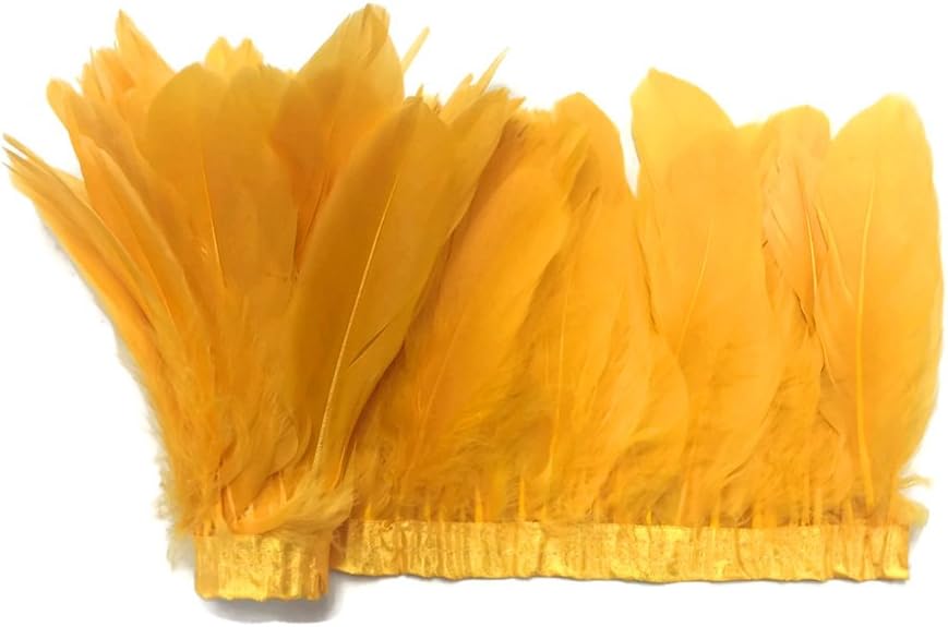1 Yard - Gold Goose Pallet Parried Dyed Feather Trim