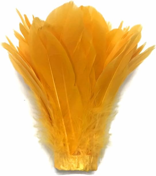 1 Yard - Gold Goose Pallet Parried Dyed Feather Trim