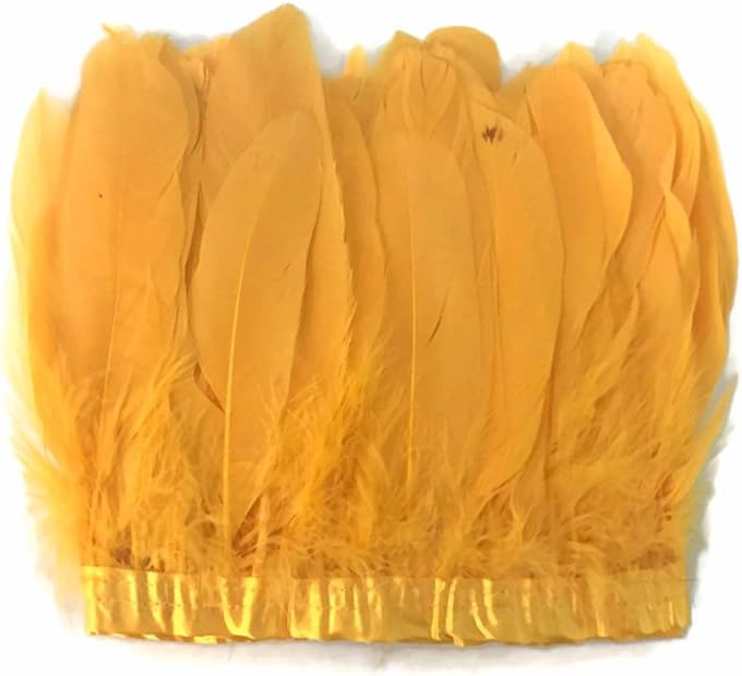 1 Yard - Gold Goose Pallet Parried Dyed Feather Trim