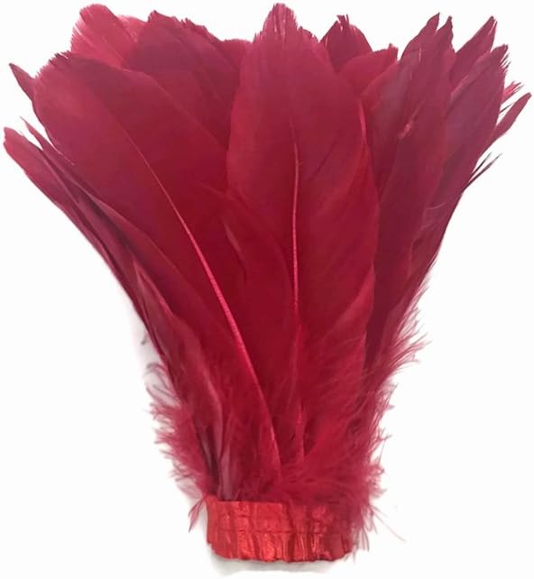 1 Yard - Red Goose Pallet Parried Dyed Feather Trim