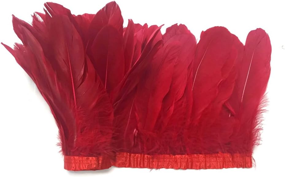 1 Yard - Red Goose Pallet Parried Dyed Feather Trim