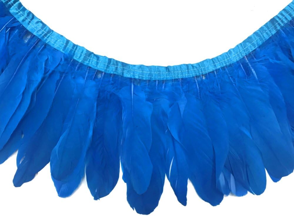 1 Yard - Turquoise Blue Goose Pallet Parried Dyed Feather Trim