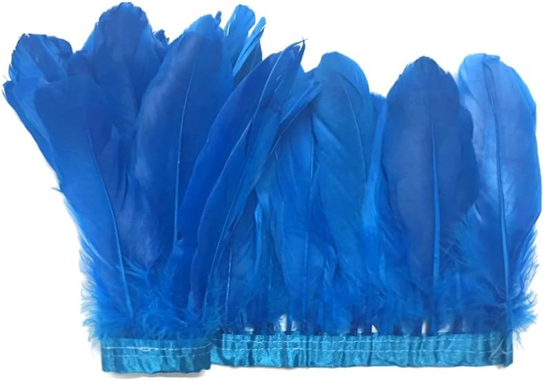 1 Yard - Turquoise Blue Goose Pallet Parried Dyed Feather Trim