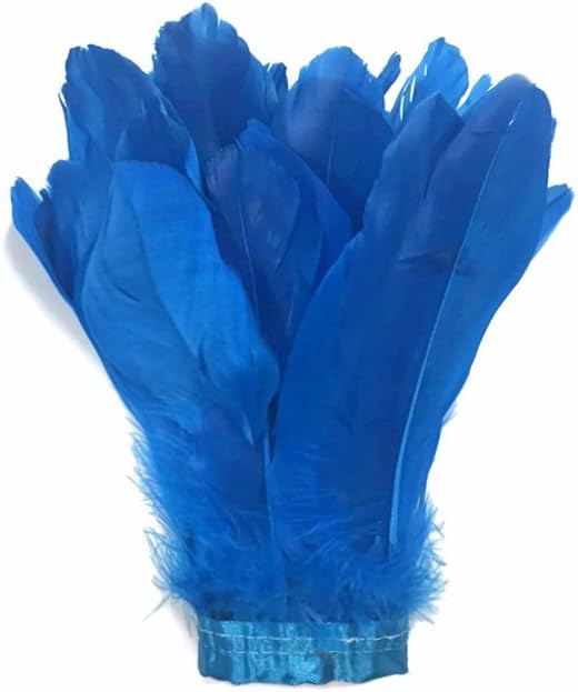 1 Yard - Turquoise Blue Goose Pallet Parried Dyed Feather Trim