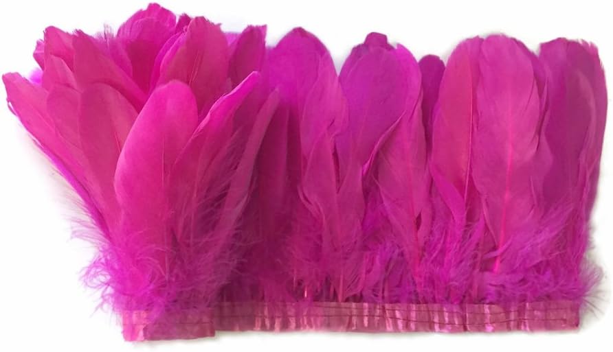 1 Yard - Hot Pink Goose Pallet Parried Dyed Feather Trim