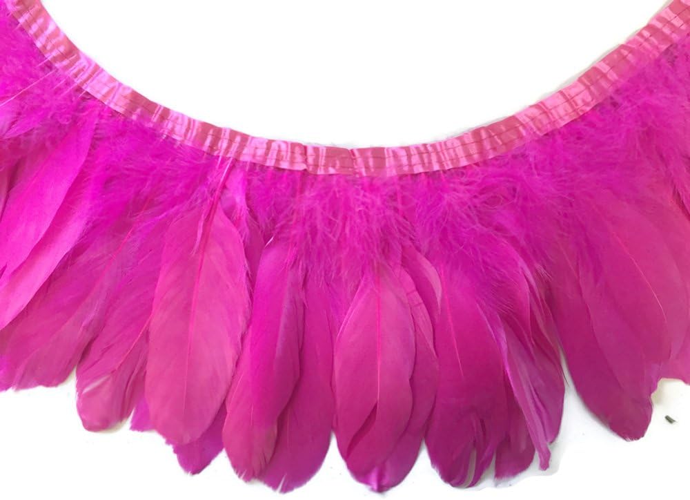 1 Yard - Hot Pink Goose Pallet Parried Dyed Feather Trim