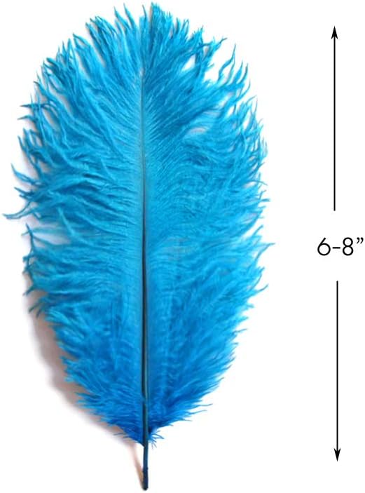 100 Pieces - 6-8" Turquoise Blue Ostrich Drab Wholesale Feathers (Bulk)