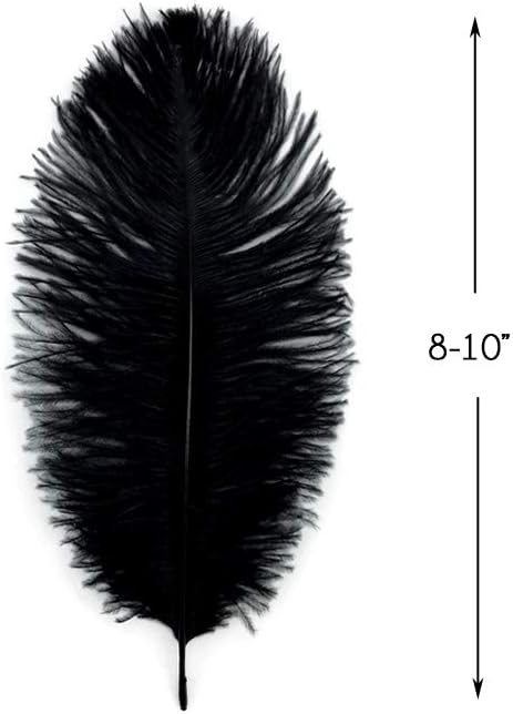 100 Pieces - 8-10" Black Ostrich Dyed Drab Body Wholesale Feathers (Bulk)