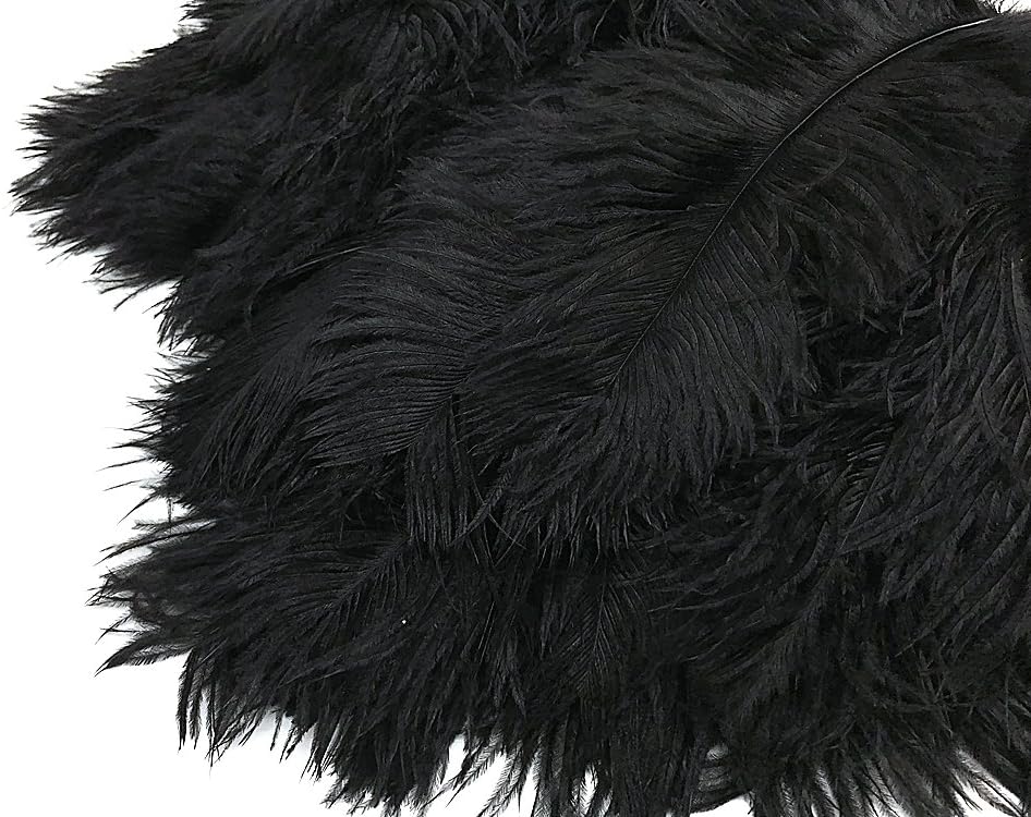 100 Pieces - 8-10" Black Ostrich Dyed Drab Body Wholesale Feathers (Bulk)
