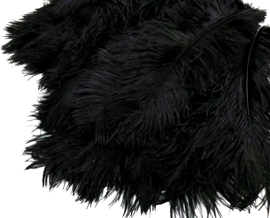 100 Pieces - 8-10" Black Ostrich Dyed Drab Body Wholesale Feathers (Bulk)