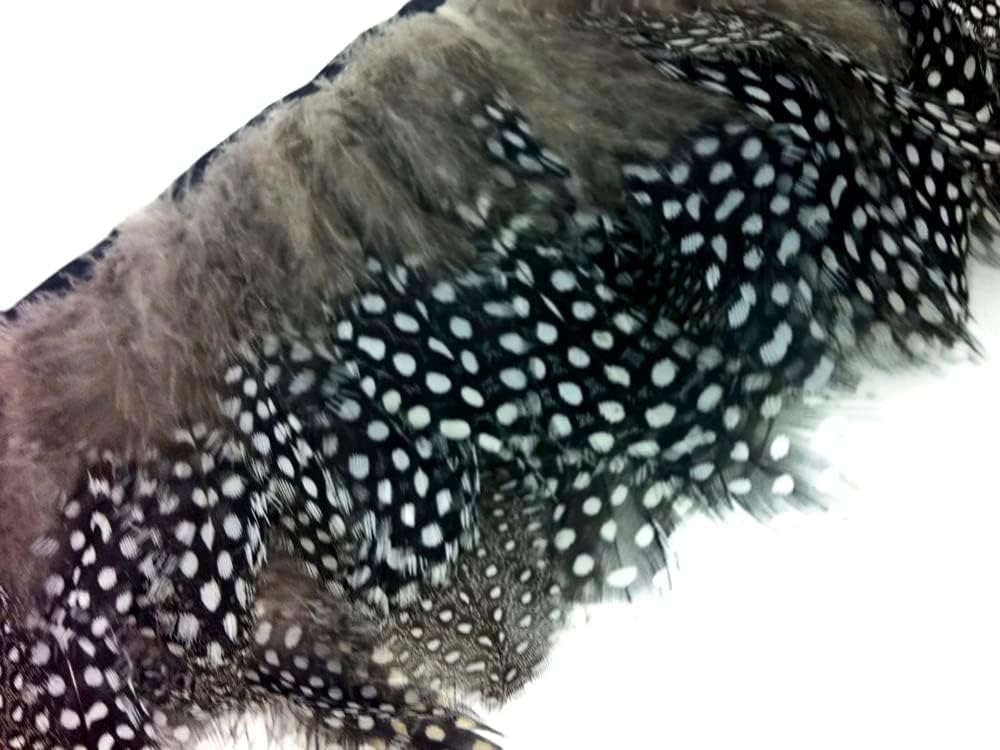 1 Yard - Natural Guinea Hen Polka Dot Plumage Feather Trim
