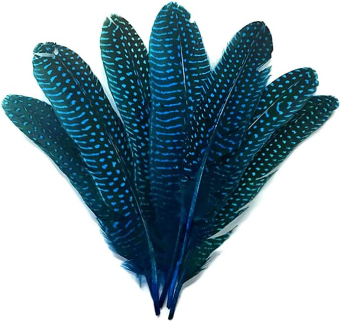 1/8 lb. Turquoise Blue Polka Dot Guinea Fowl Wing Quills Wholesale Feathers (Bulk)
