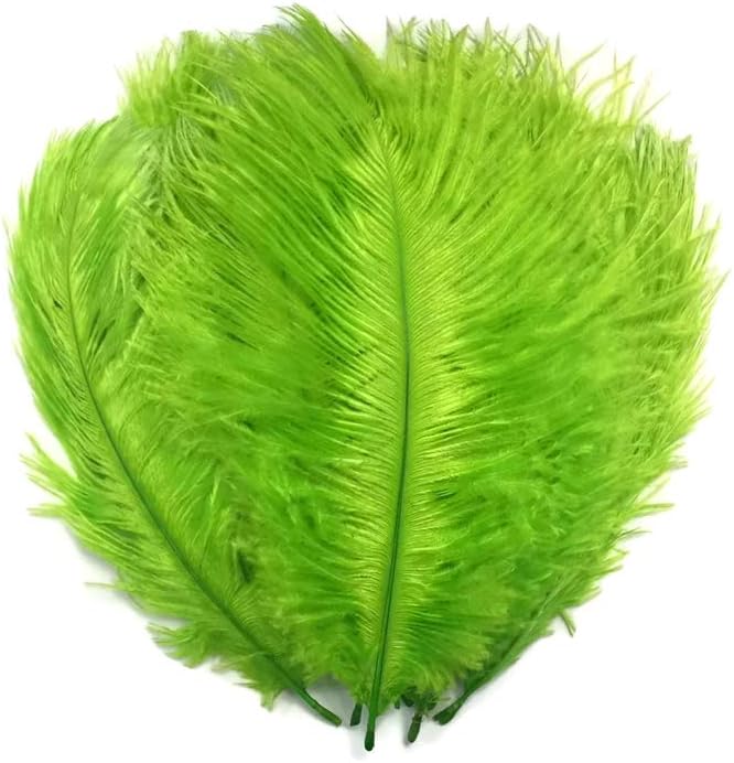 10 Pieces - 6-8" Lime Green Ostrich Dyed Drabs Body Feathers
