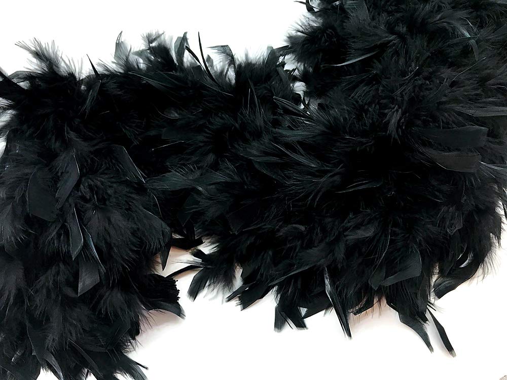 2 Yards - Black Heavy Weight Chandelle Feather Boa | 80 Gram