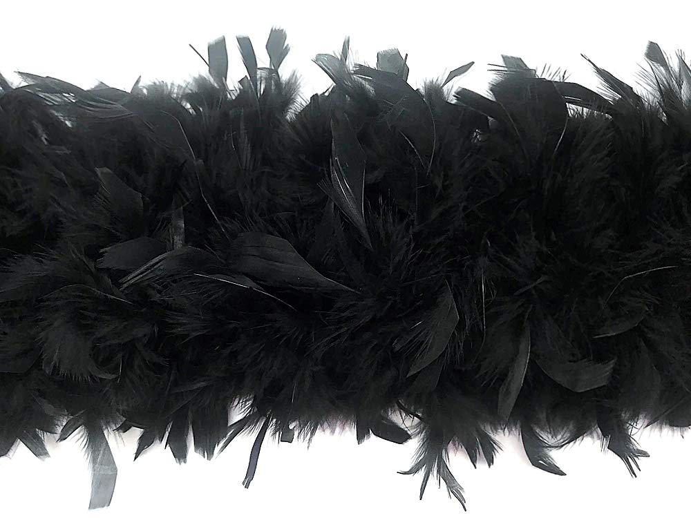 2 Yards - Black Heavy Weight Chandelle Feather Boa | 80 Gram