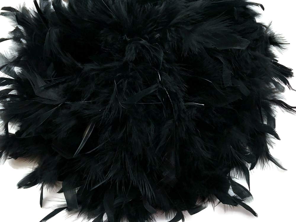 2 Yards - Black Heavy Weight Chandelle Feather Boa | 80 Gram