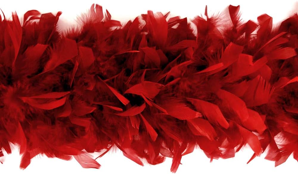 2 Yards - Red Heavy Weight Chandelle Feather Boa | 80 Gram